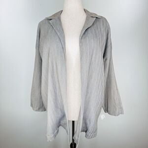 Eskandar Jacket Women’s OS Gray Brown Linen Oversized Open Front Luxury Blazer